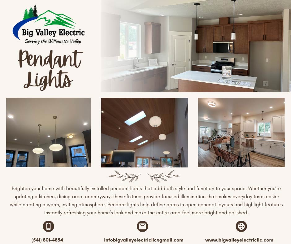 Stylish and functional pendant lighting for kitchens and homes by Big Valley Electric